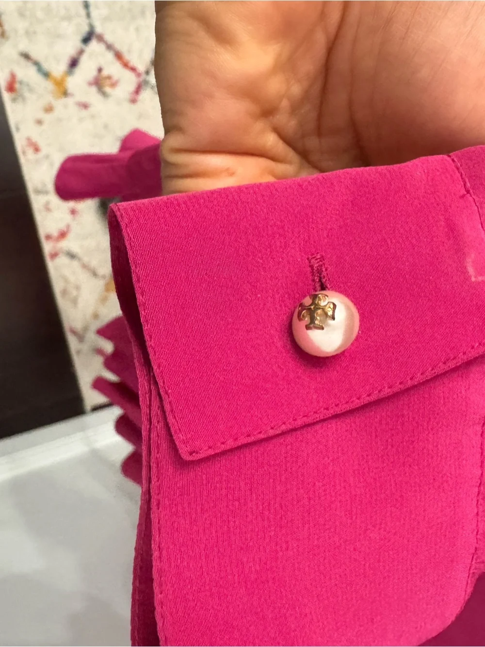 Tory Burch Ruffle-Front silk dress in Fuchsia